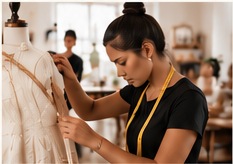 Fashion student learning garment construction